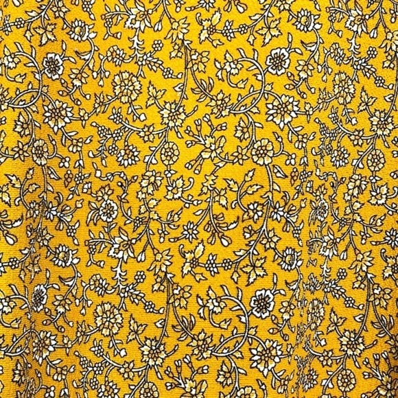 Max Studio - Yellow Ruffled White Floral Mid Short Sleeve Dress Size Medium - Picture 13 of 13